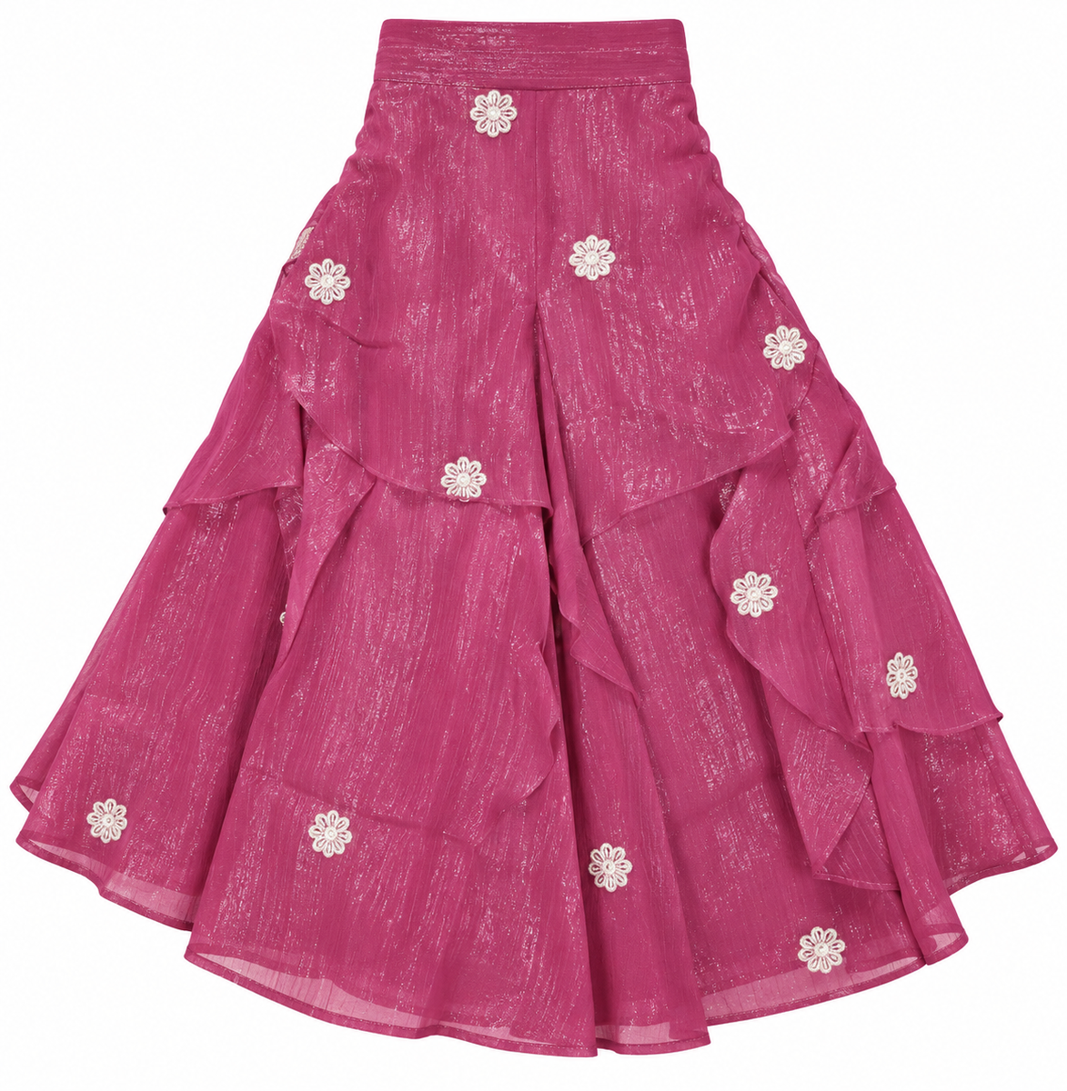 Magenta Printed Kurti with Sharara and Dupatta