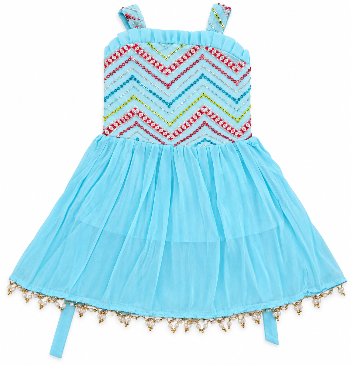 Sky Blue Embellished Sharara Set for Girls