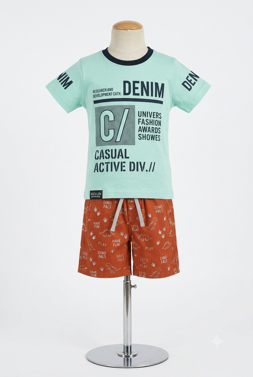 Boys Mint Green Typography Graphic Printed T-Shirt — lifestyle
