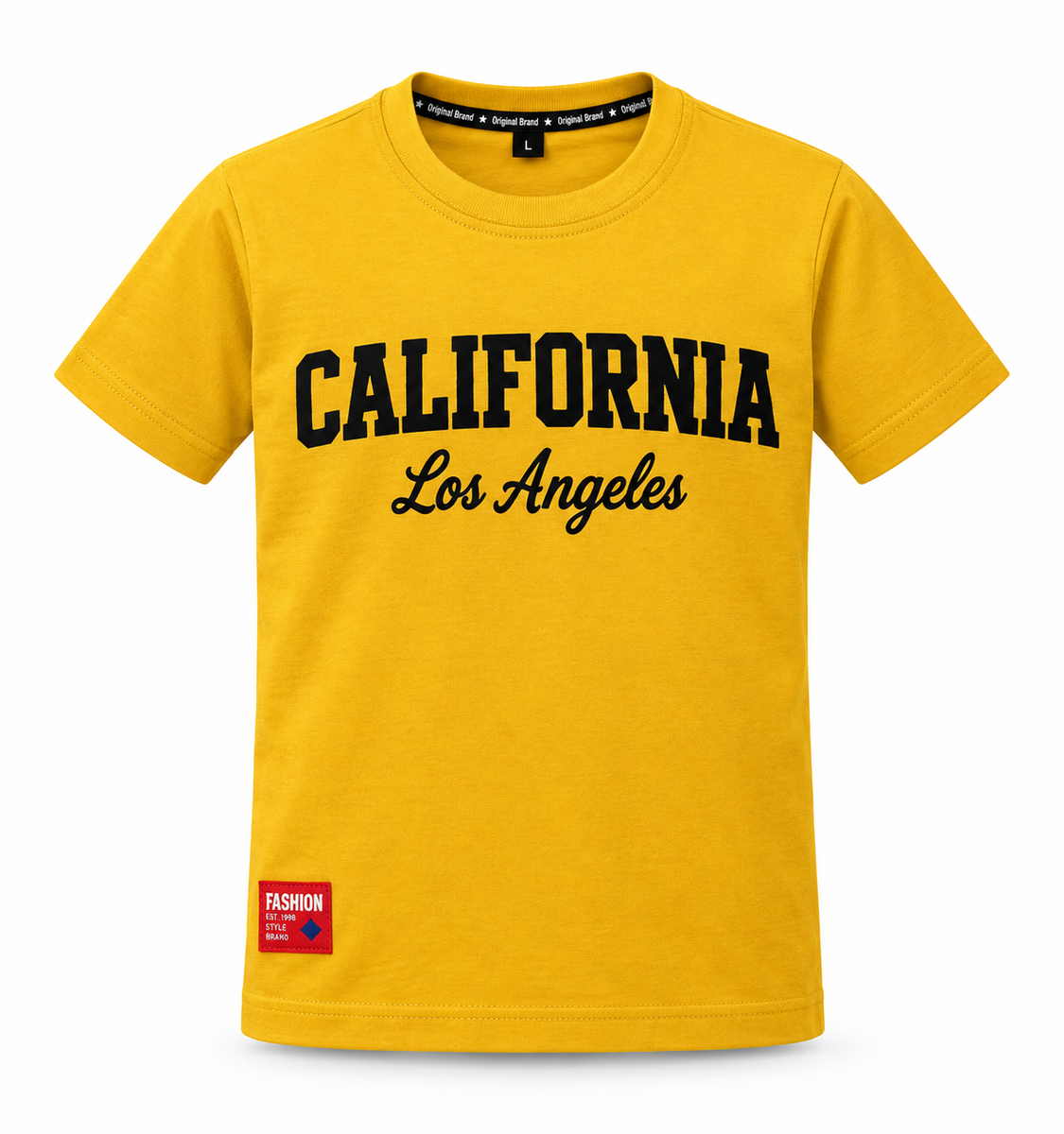 Boys Mustard Yellow California Graphic Print Cotton T-Shirt