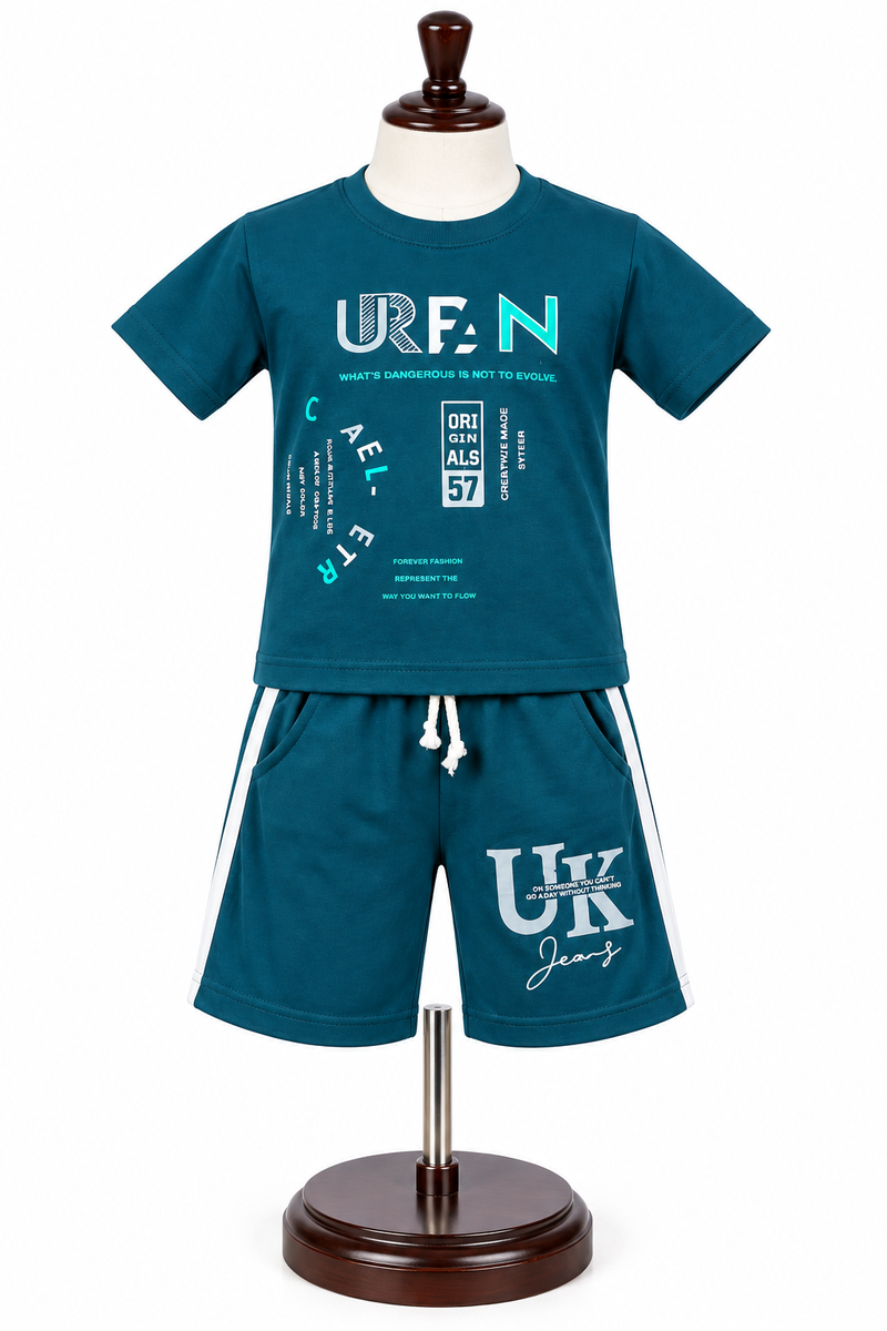 Boys Teal Graphic T-Shirt and Shorts Set