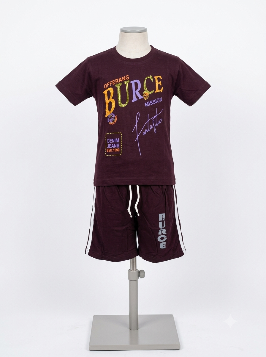 Maroon Printed T-Shirt and Shorts Co-ord Set — lifestyle
