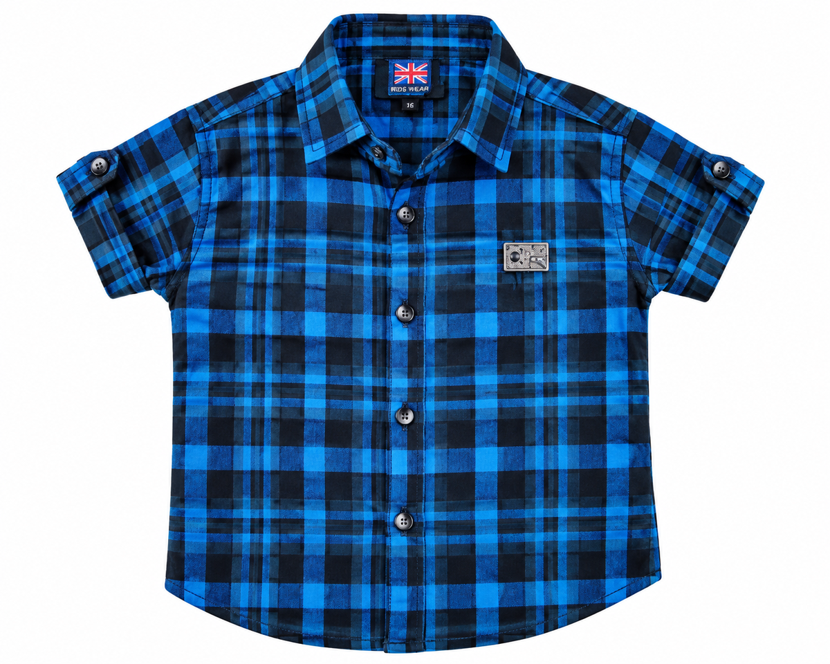 Blue and Black Checkered Casual Shirt for Boys