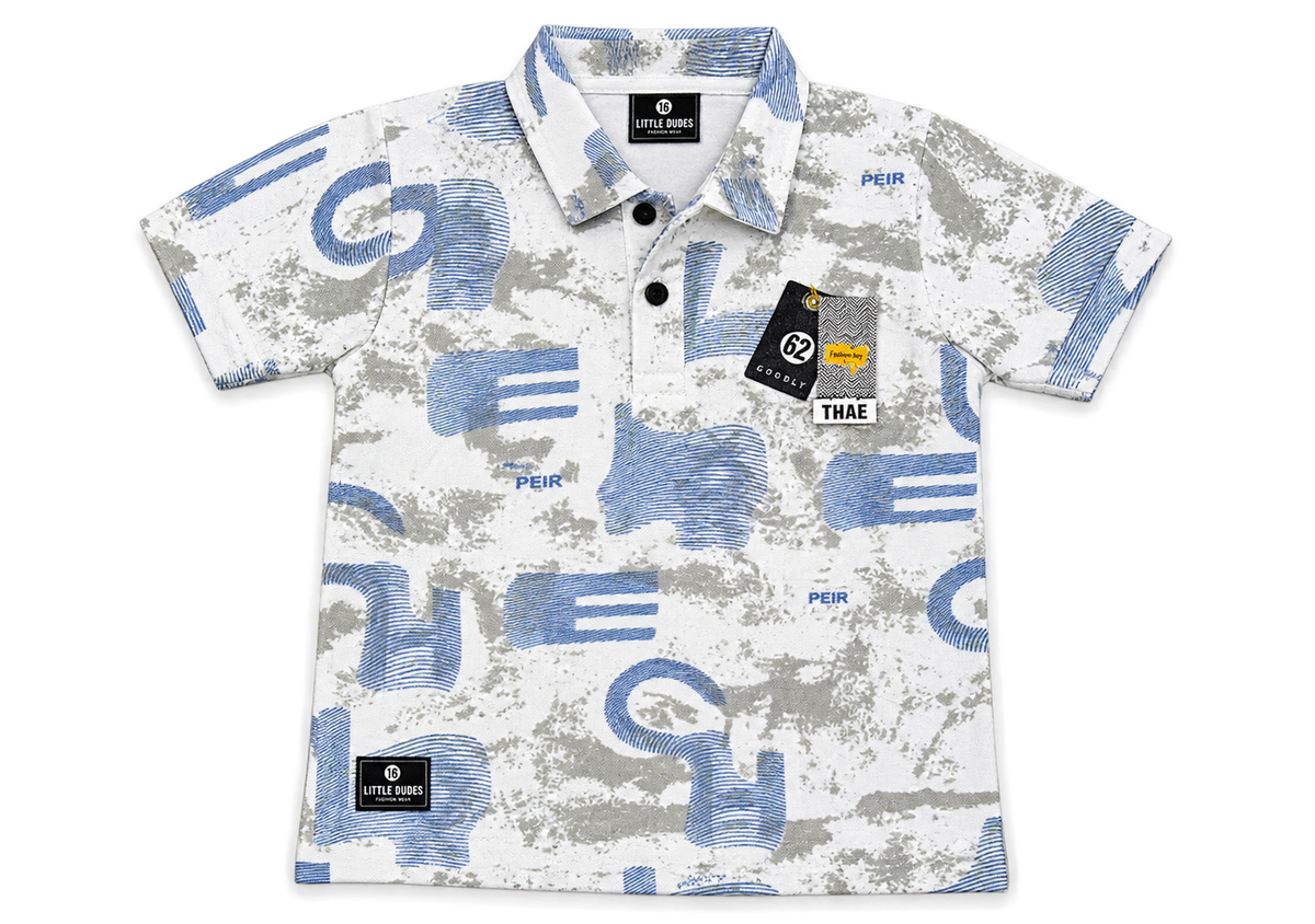 Boys Blue Camo Print Polo T-Shirt
