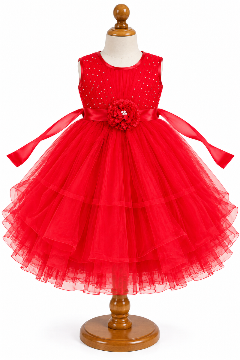 Gorgeous Red Net Party Frock for Girls — lifestyle