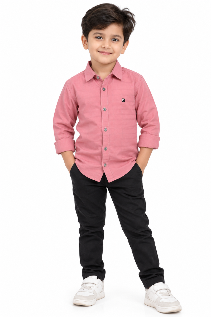 Boys Pink Casual Cotton Shirt