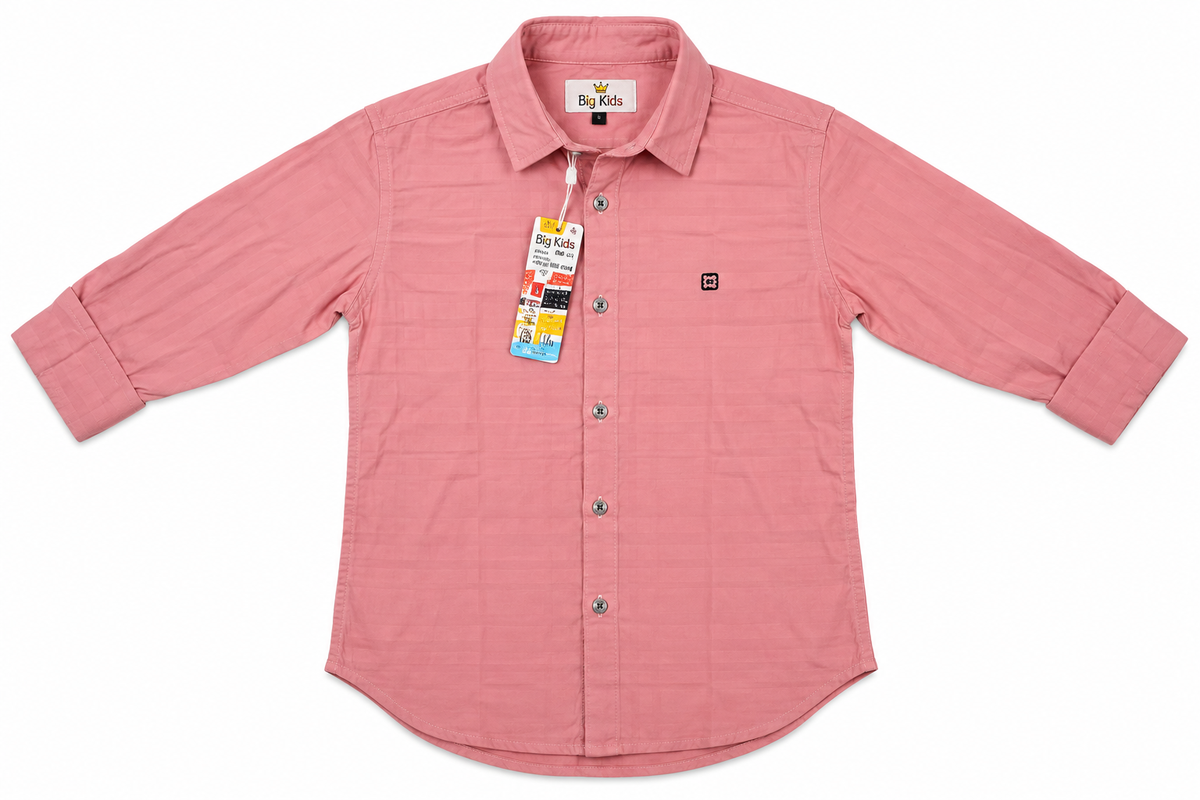 Boys Pink Casual Cotton Shirt