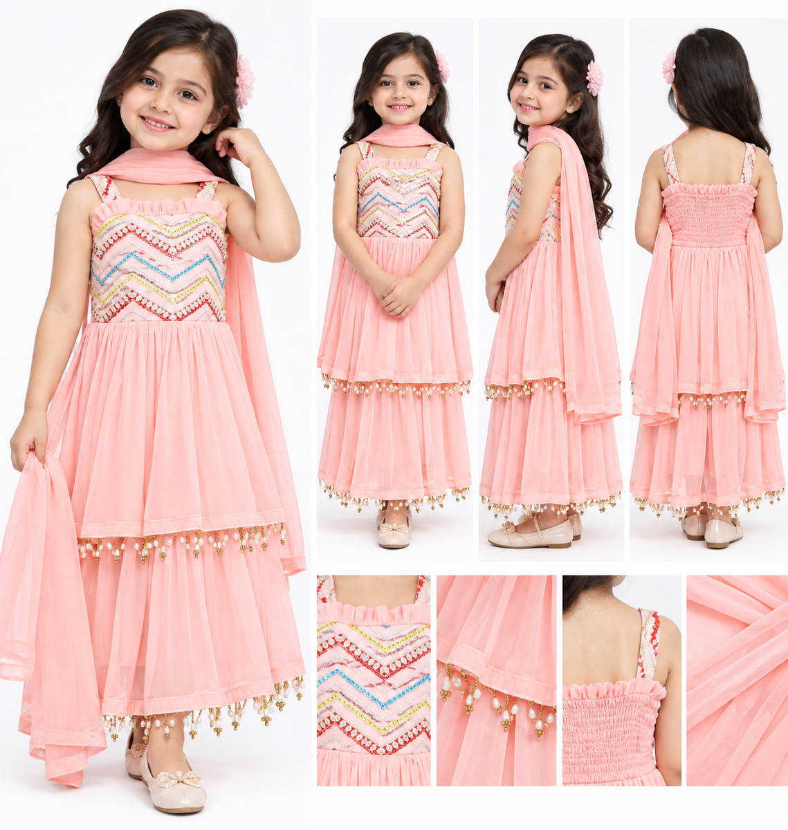 Pink Embroidered Sharara Set with Dupatta