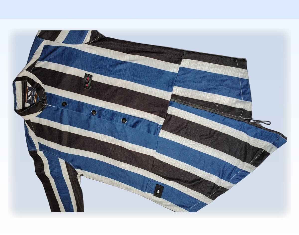 Boys Blue and Black Striped Casual Shirt