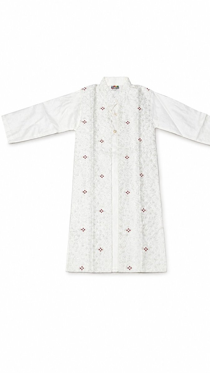 Boys Off-White Festive Sherwani and Indo-Western Set