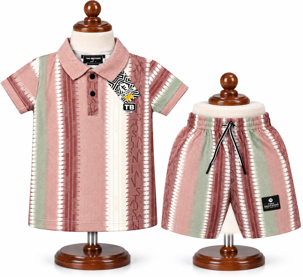 Little Trends Striped Polo T-Shirt and Shorts Set - Pink — lifestyle