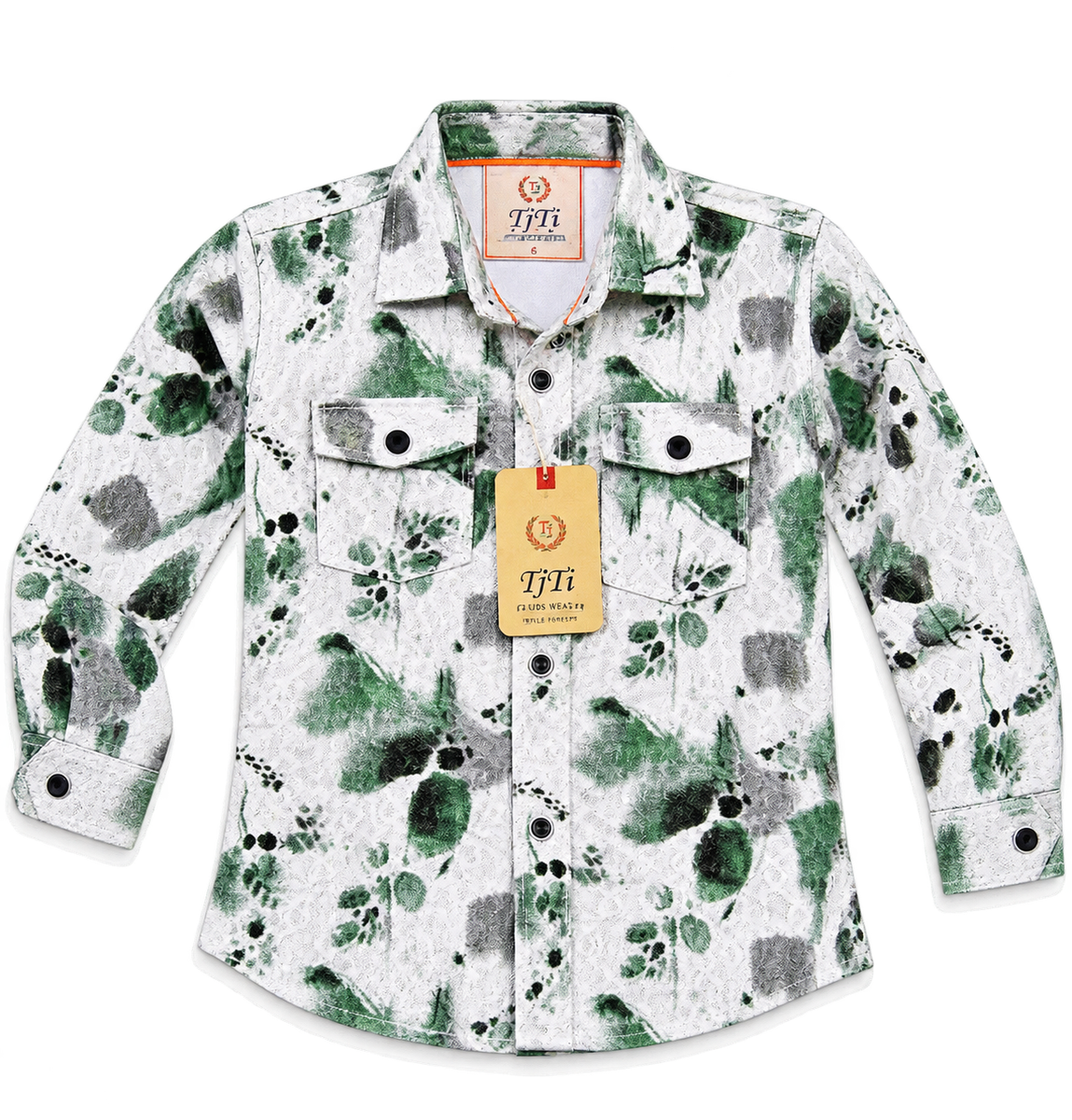 Boys Green Abstract Printed Casual Shirt