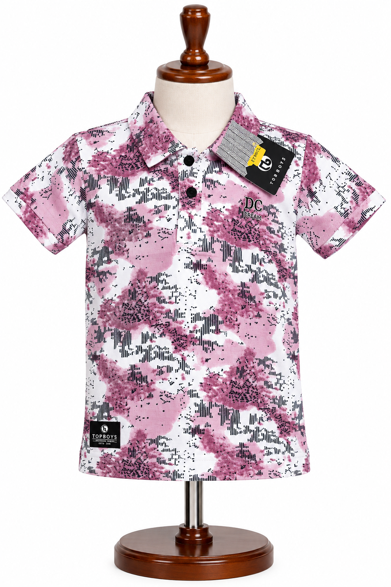 Pink Camo Print Polo T-Shirt