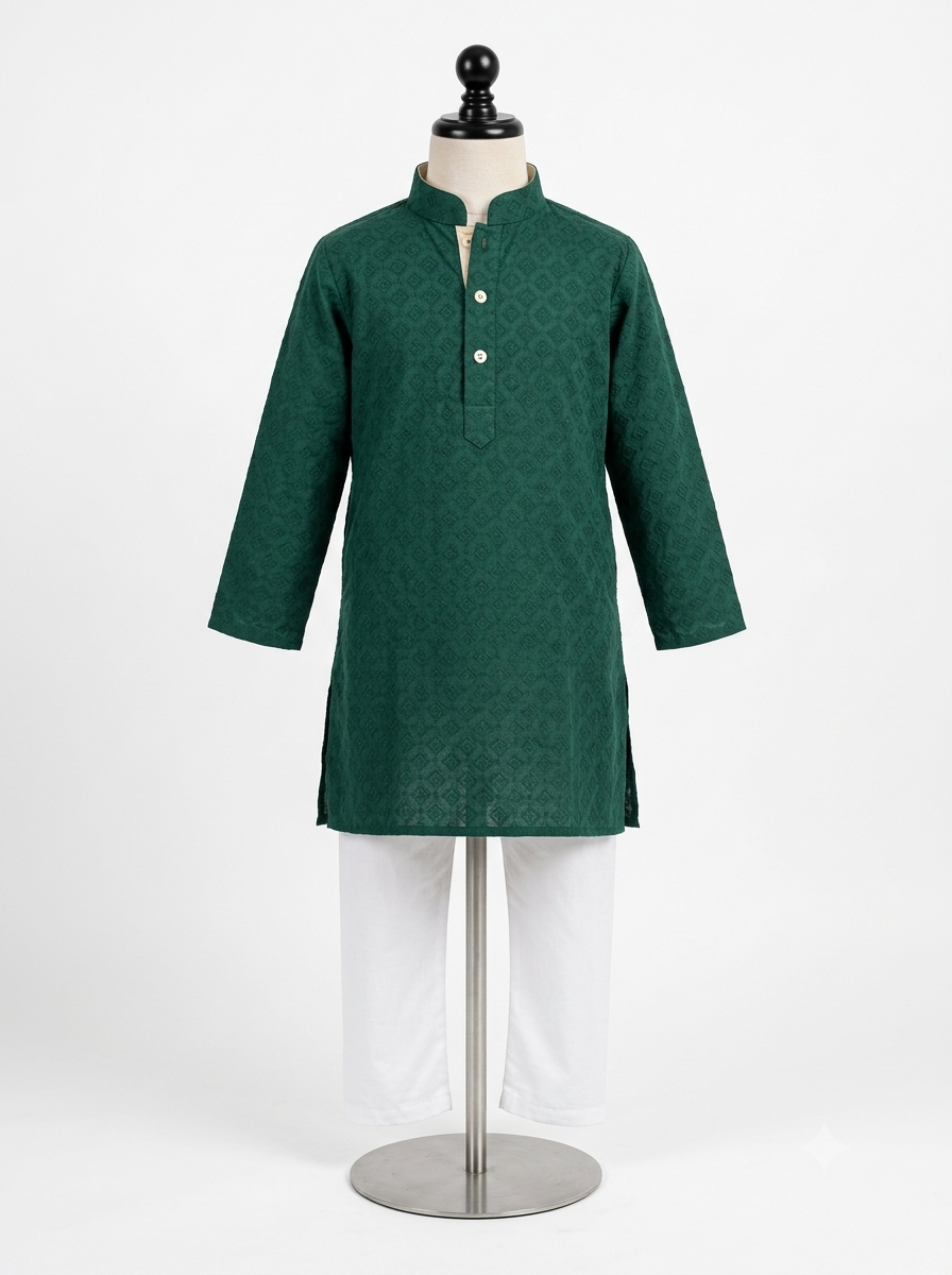 Boys Festive Green Kurta Pajama Set — lifestyle