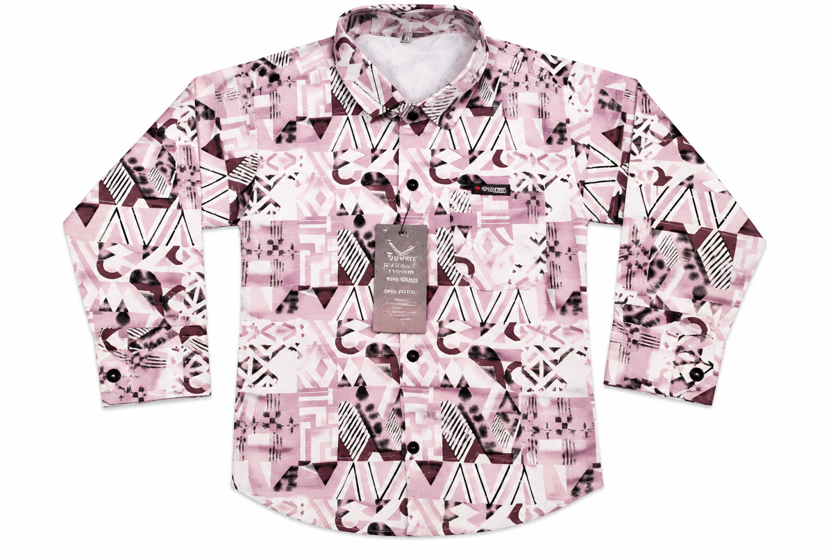 Boys Abstract Geometric Print Casual Shirt - Purple