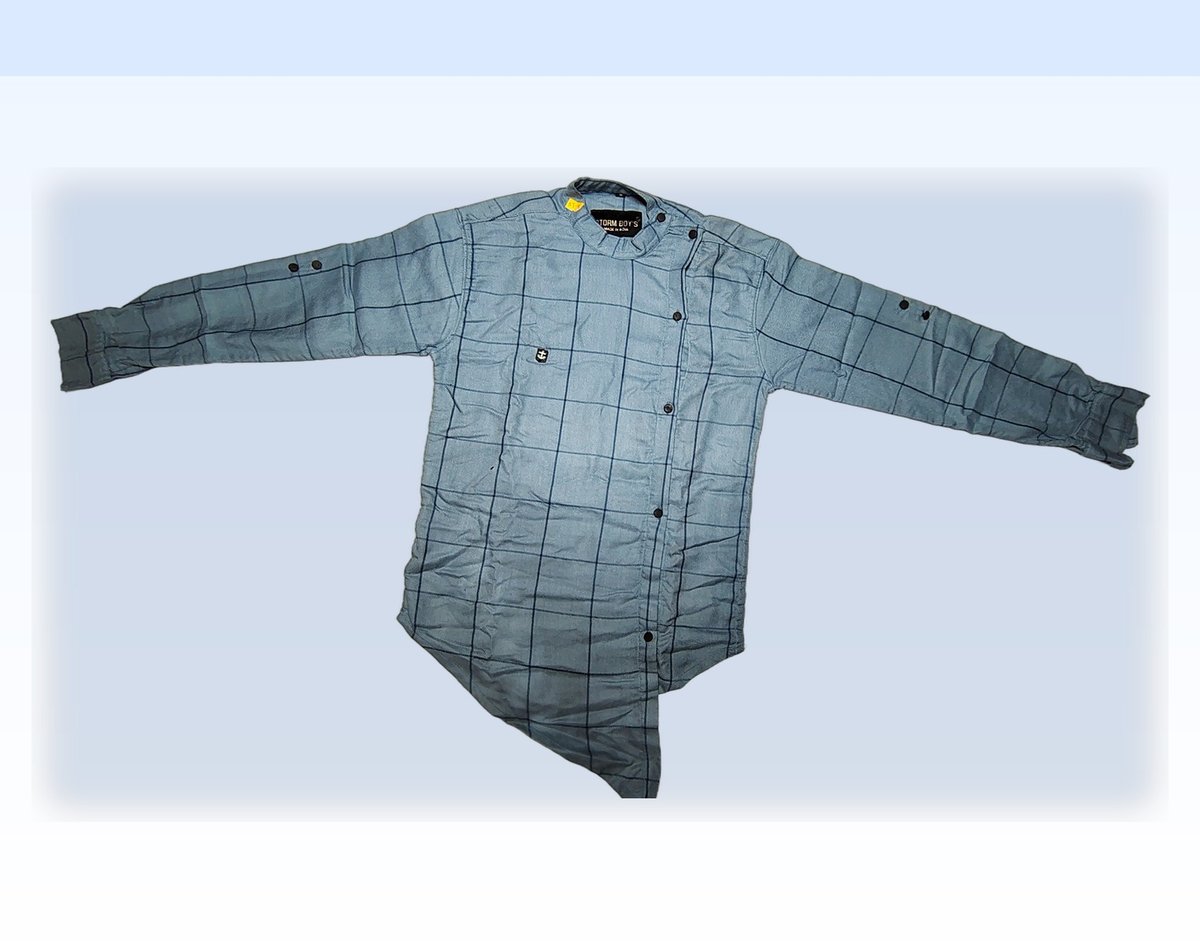 Boys Blue Asymmetric Checked Casual Shirt