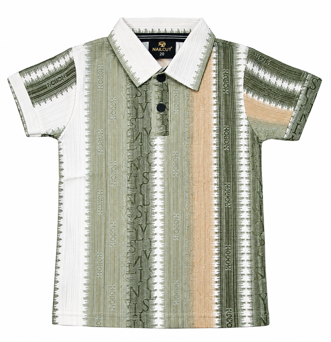 Boys Olive Green Printed Polo T-Shirt