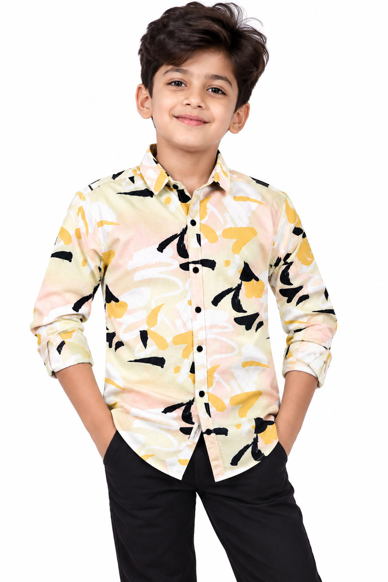 Boys Abstract Print Casual Shirt in Multi Color