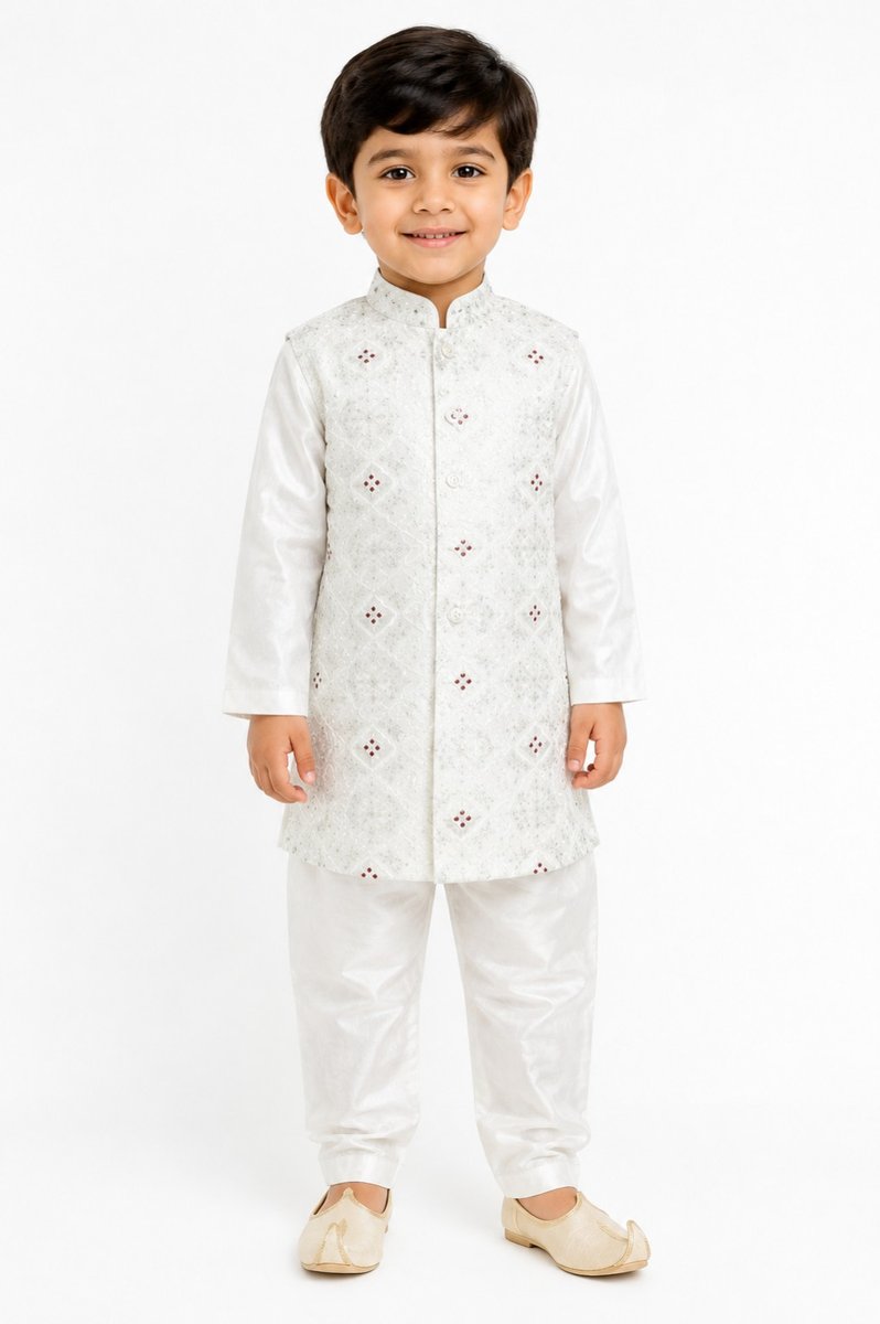 Boys White Sherwani & Indo-Western Set — lifestyle