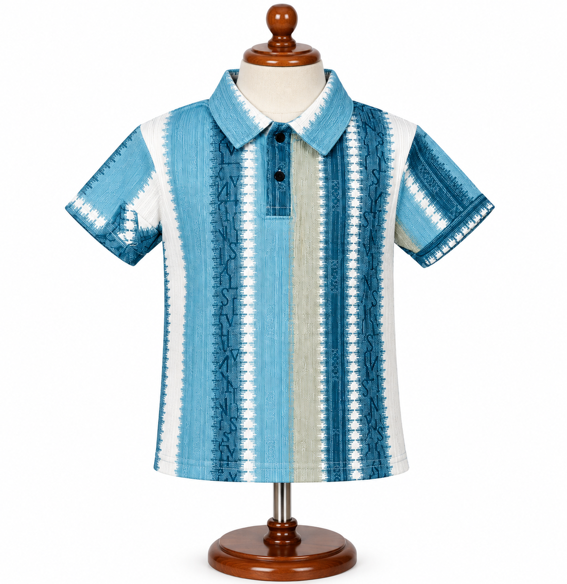 Blue Patterned Polo T-Shirt for Boys