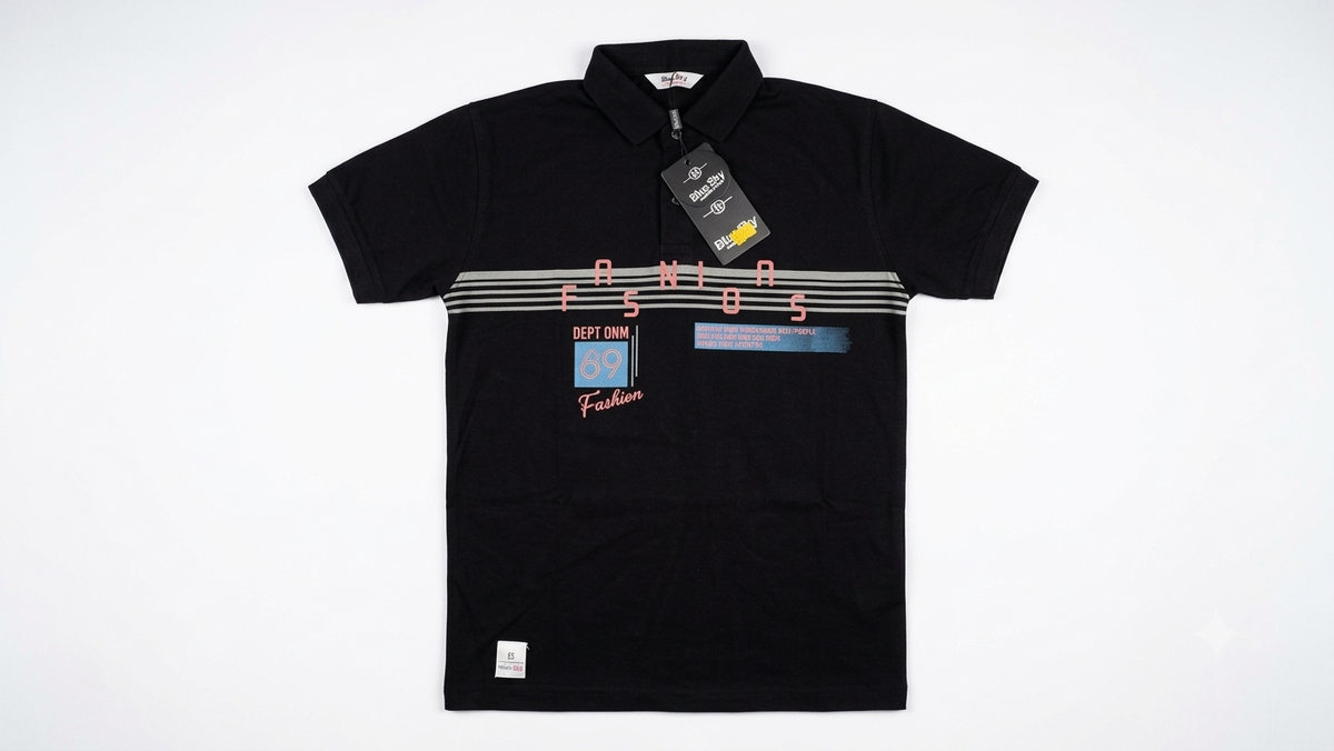 Boys Black Graphic Print Polo T-Shirt — lifestyle