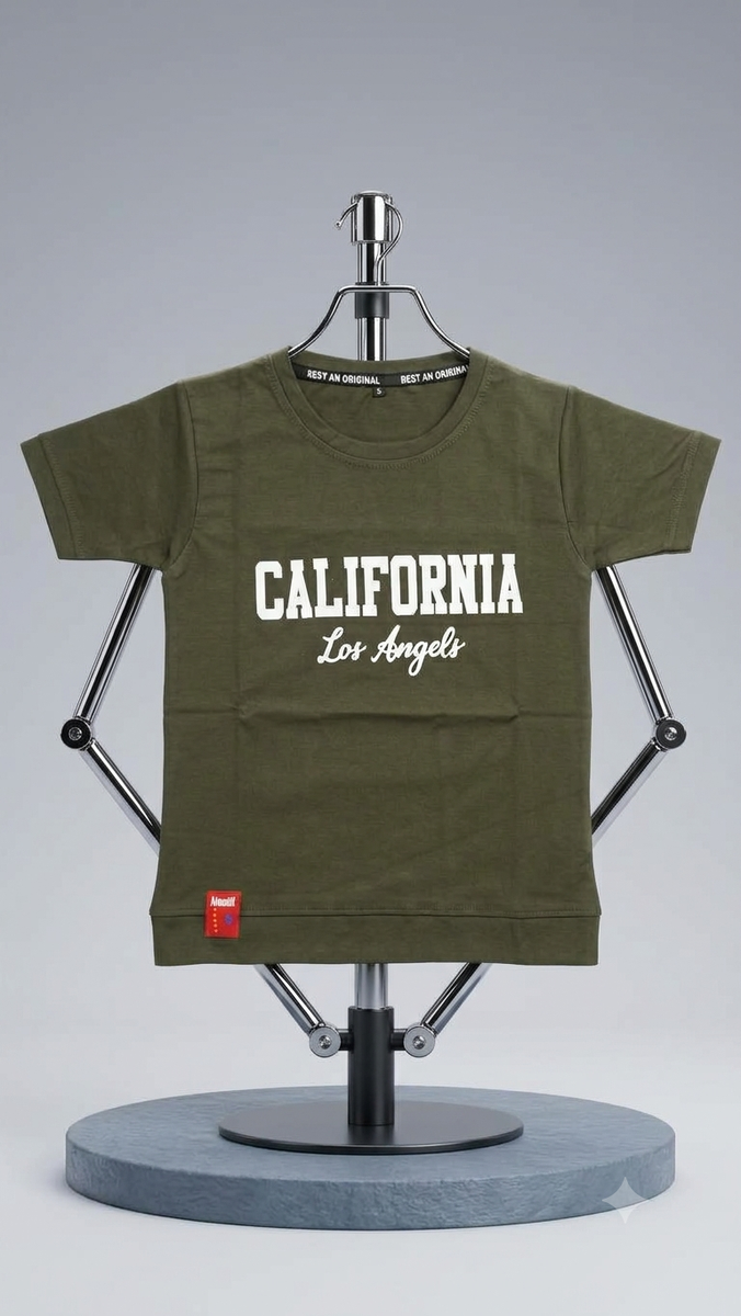 Olive Green California College League Printed T-Shirt