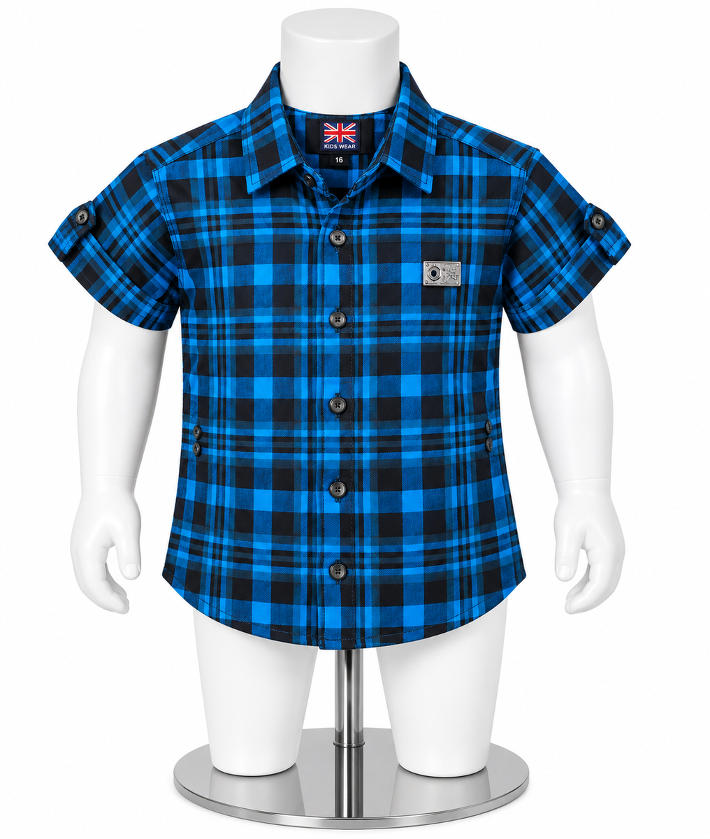 Blue and Black Checkered Casual Shirt for Boys