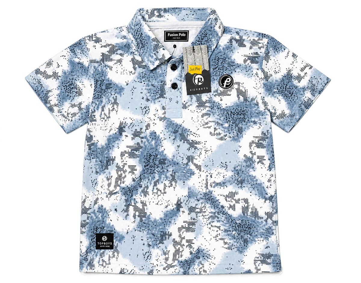 Boys Blue & White Tie-Dye Polo T-Shirt