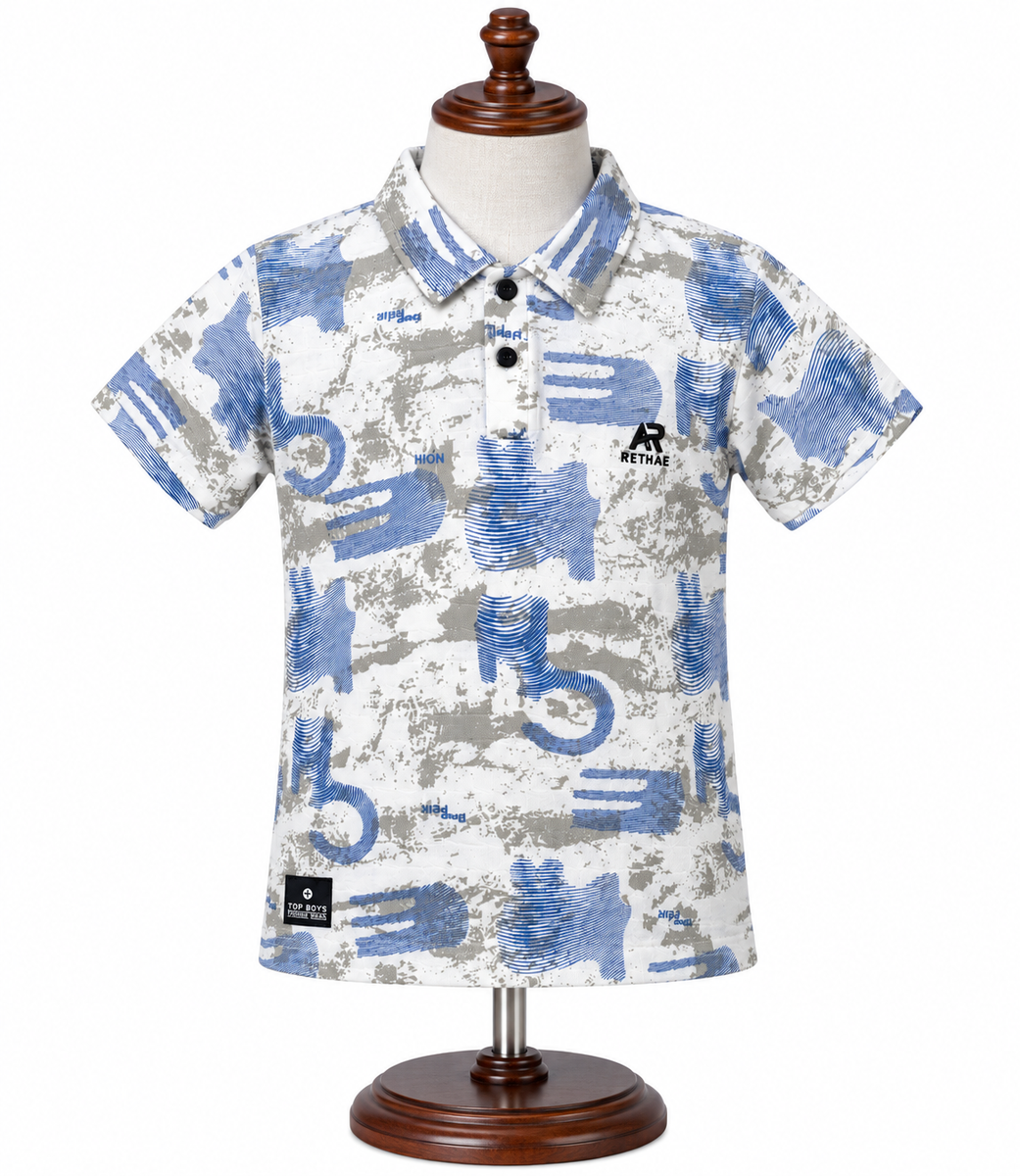 Boys Blue Camo Print Polo T-Shirt — lifestyle