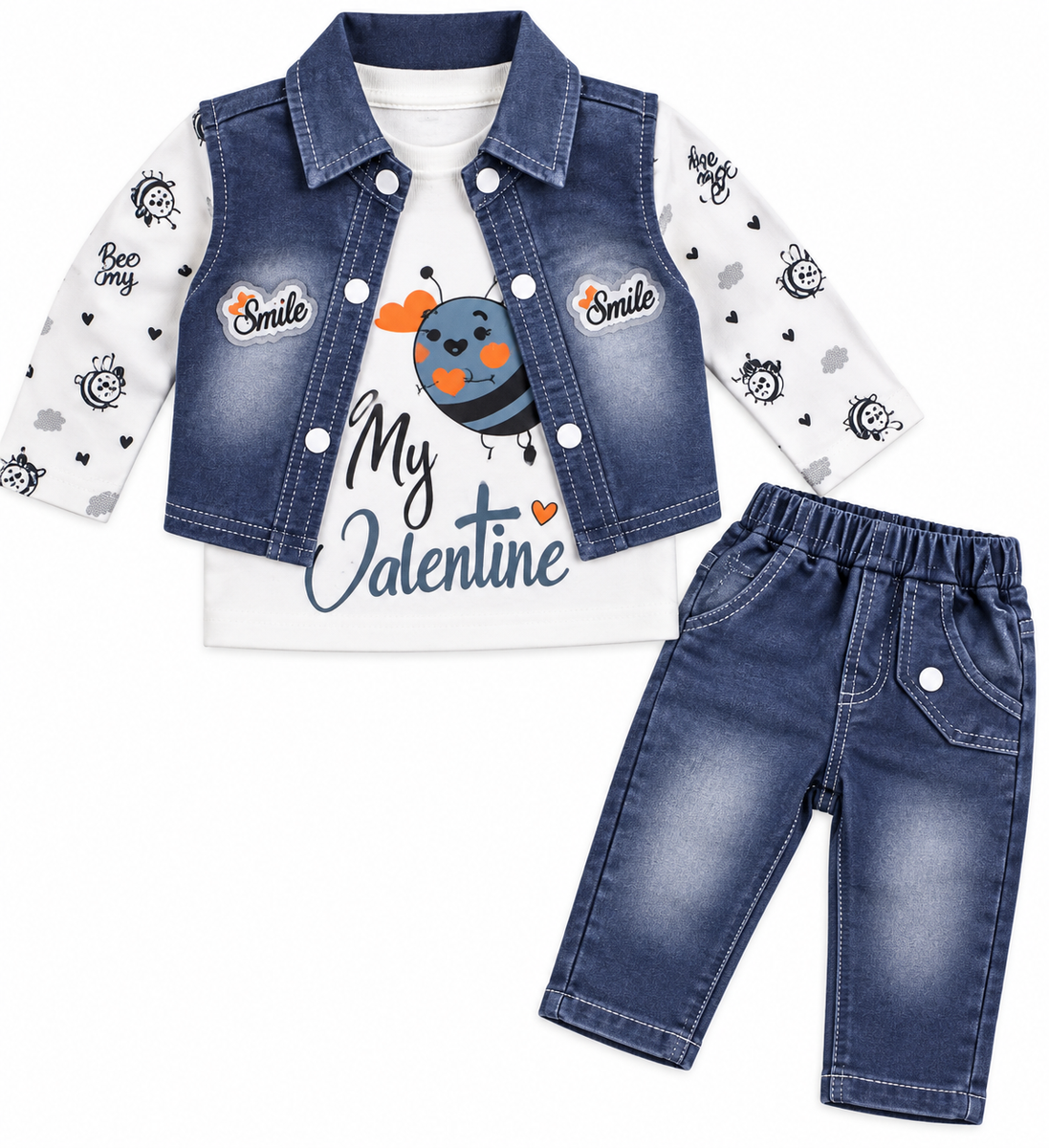 Boys Denim Vest T-Shirt and Jeans Set — lifestyle