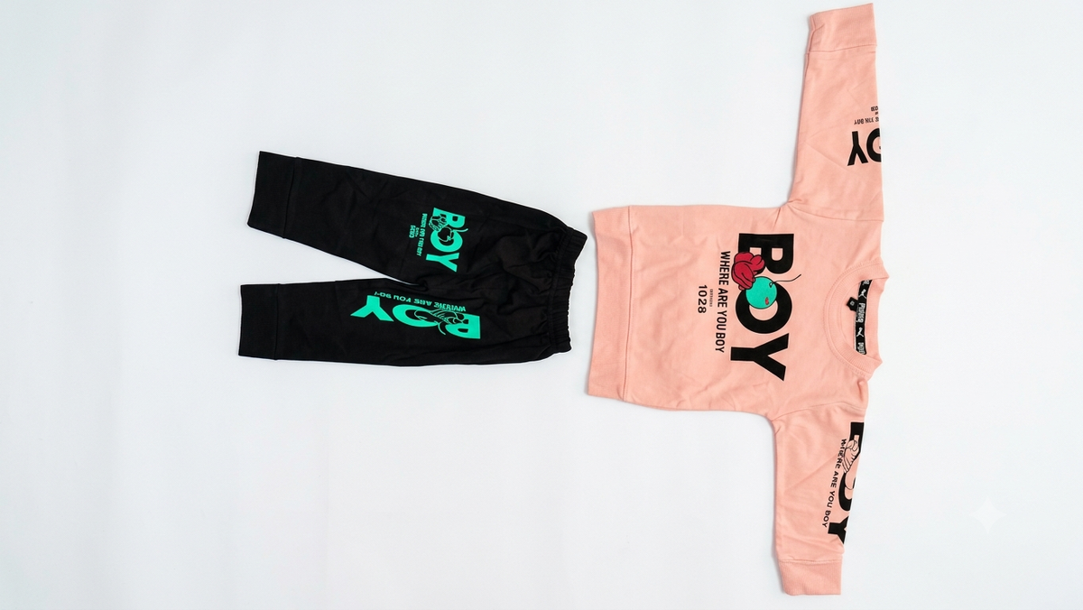Boys Pink Graphic Sweatshirt and Black Jogger Set — lifestyle