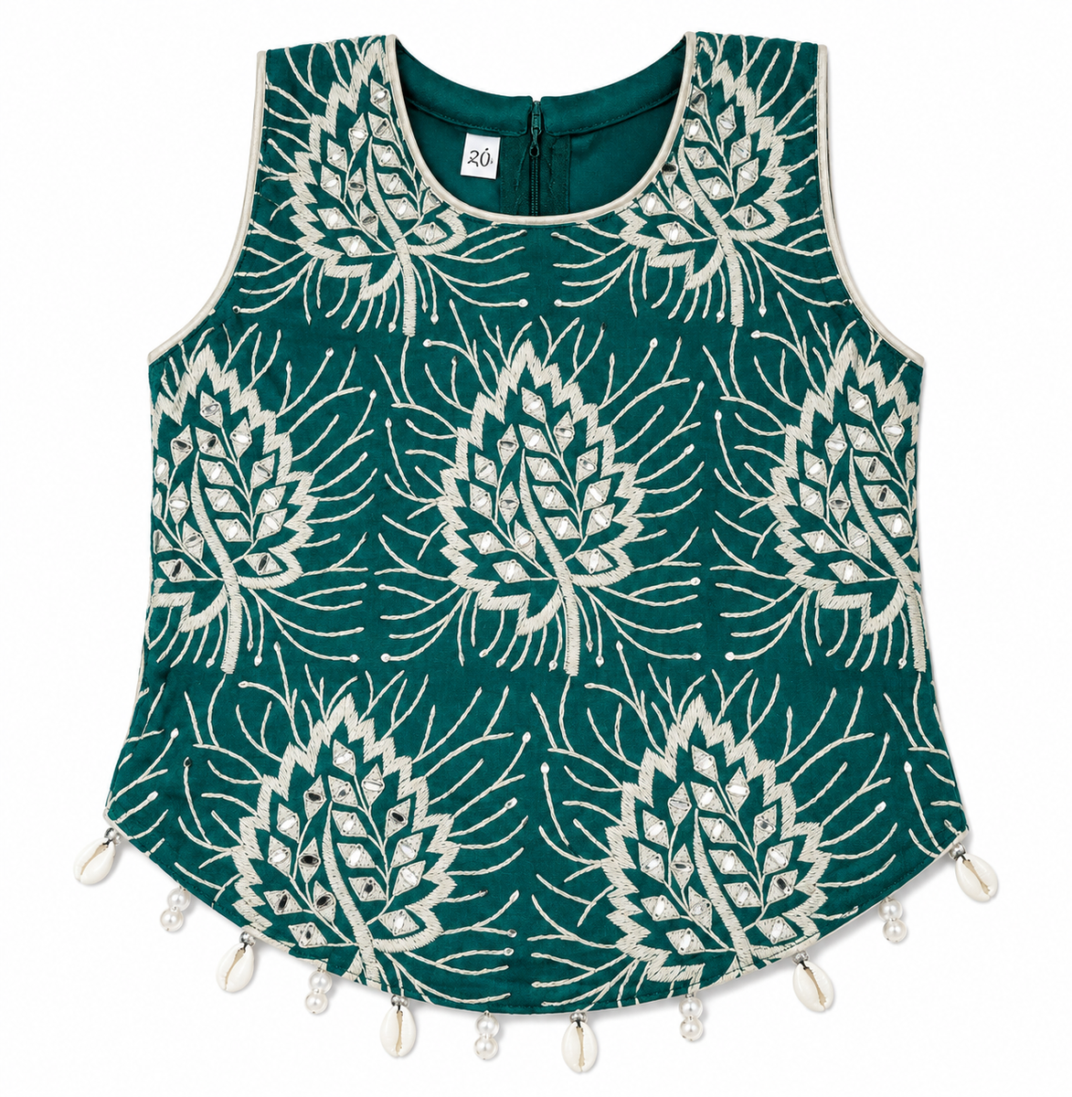 Teal Green Foil Printed Peplum Kurti with Sharara and Dupatta