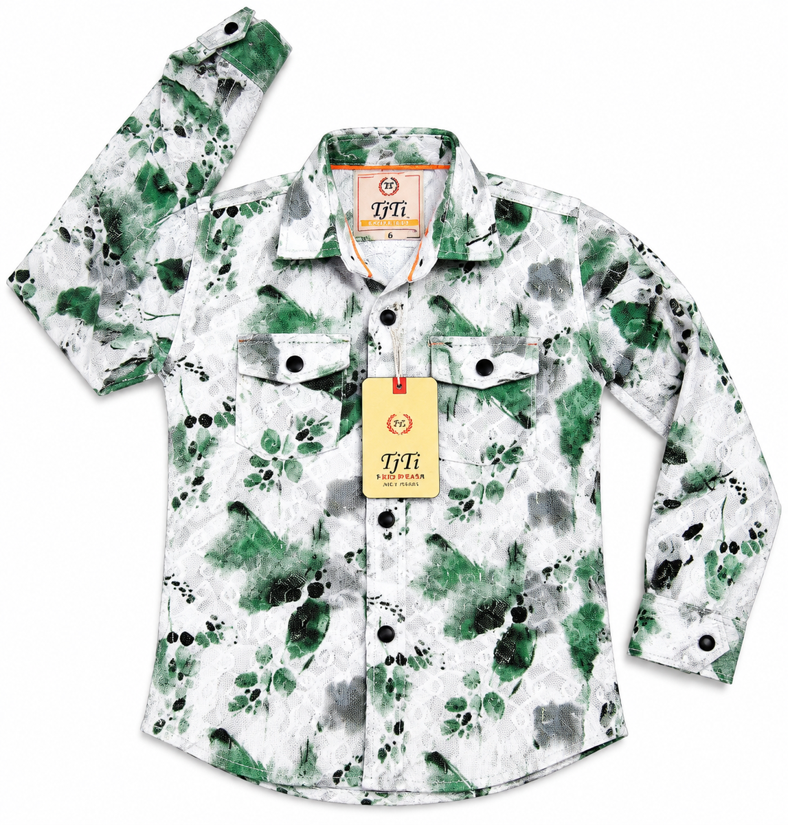 Boys Green Abstract Printed Casual Shirt