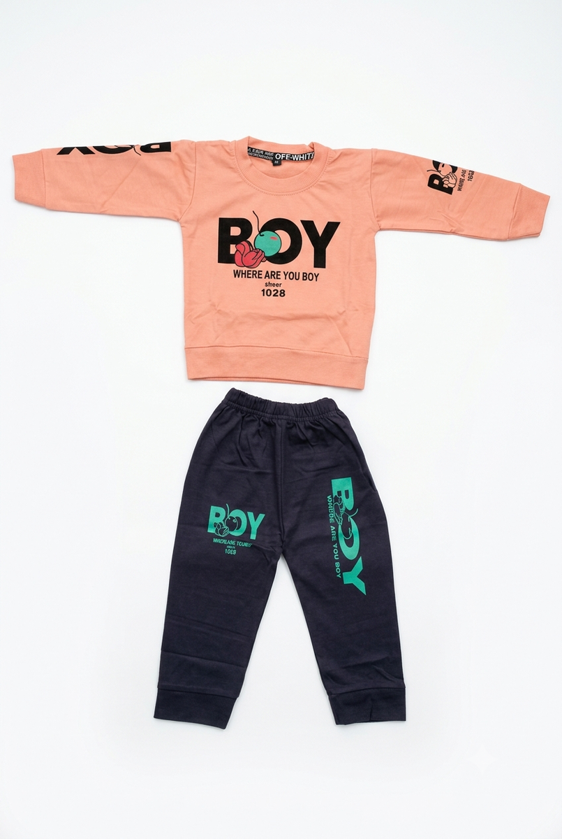 Boys Peach Graphic Sweatshirt and Joggers Set — lifestyle