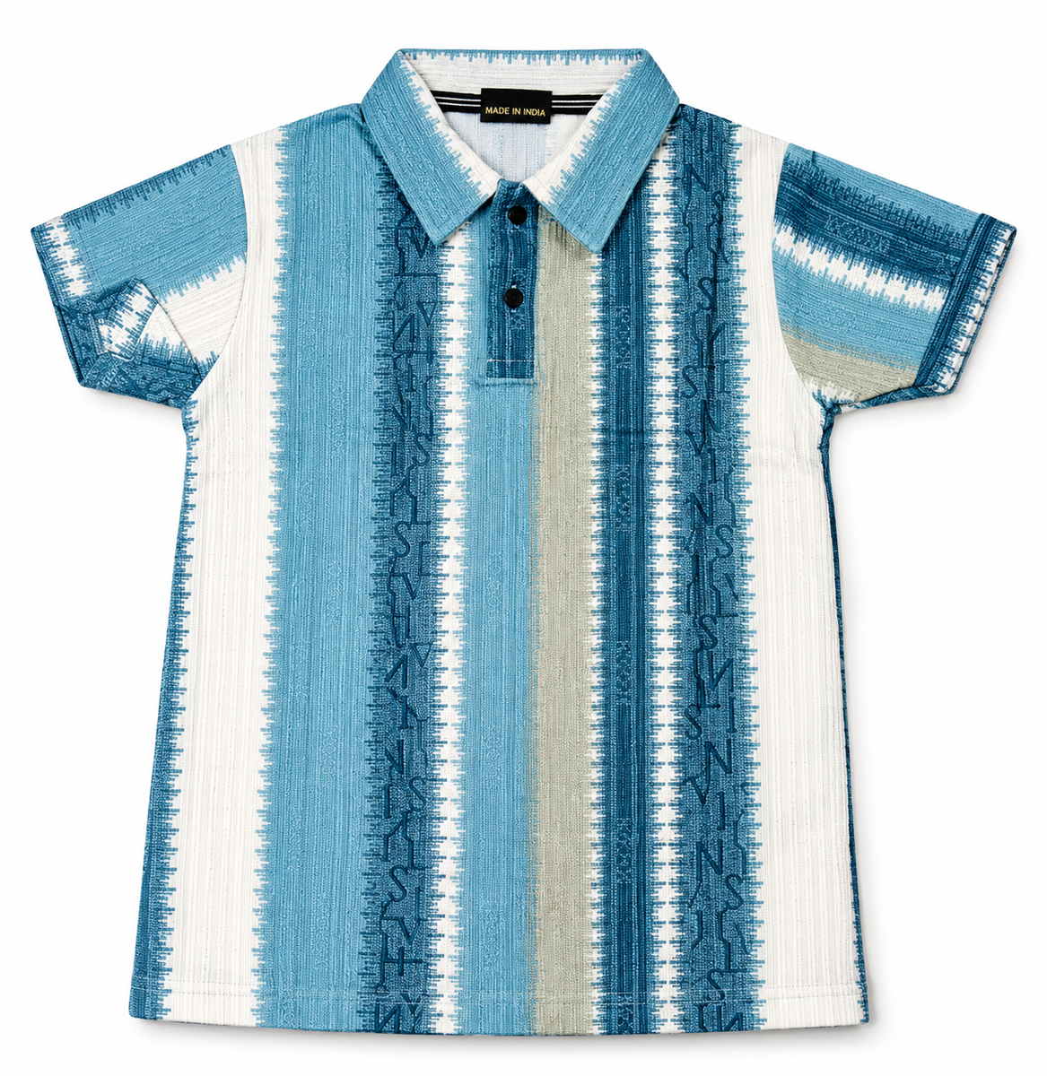 Boys Blue Printed Polo T-Shirt