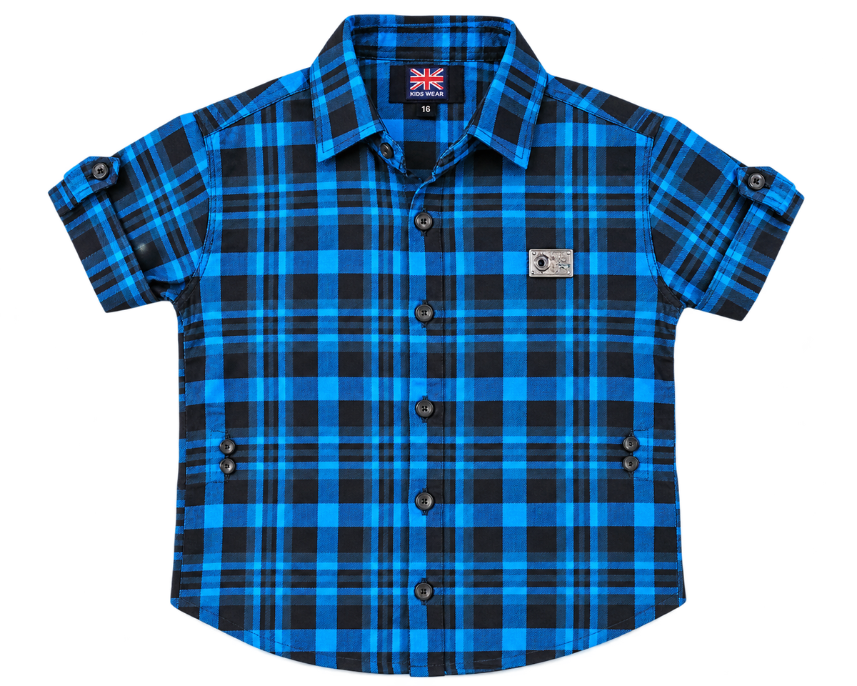 Blue and Black Checkered Casual Shirt for Boys