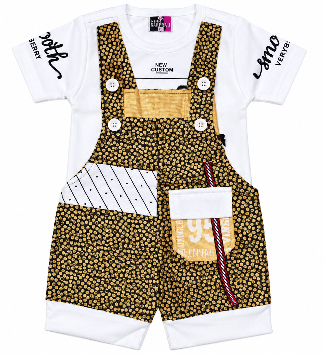 Toddler Boys Printed Dungaree and T-Shirt Set