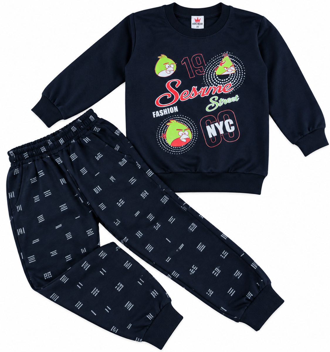 Boys Navy Blue Printed Sweatshirt and Jogger Set